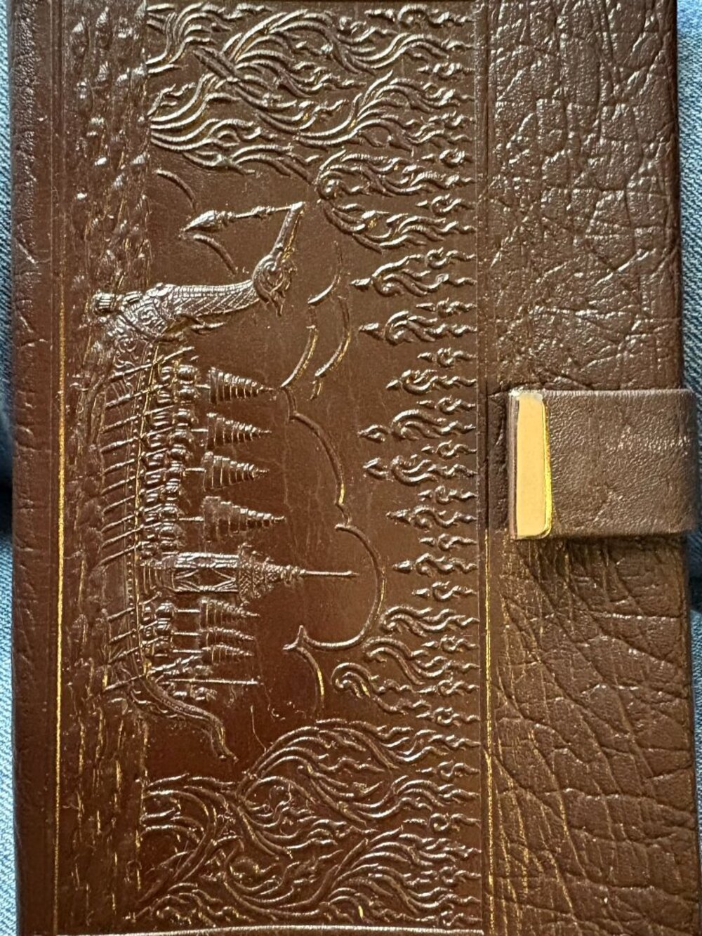 Jacob Gold Embossed Elephant Leather Unisex Brown Wallet
